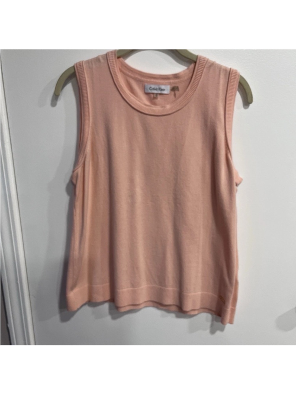 Calvin Klein Soft Pink Ribbed-Trim Sleeveless Top